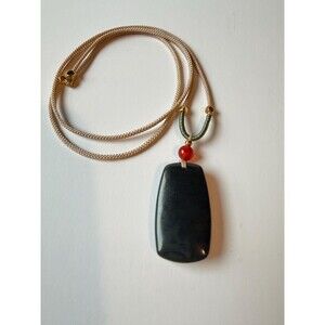 Natural deep green jade peace Pendant Necklace handmade Prosperity Protective